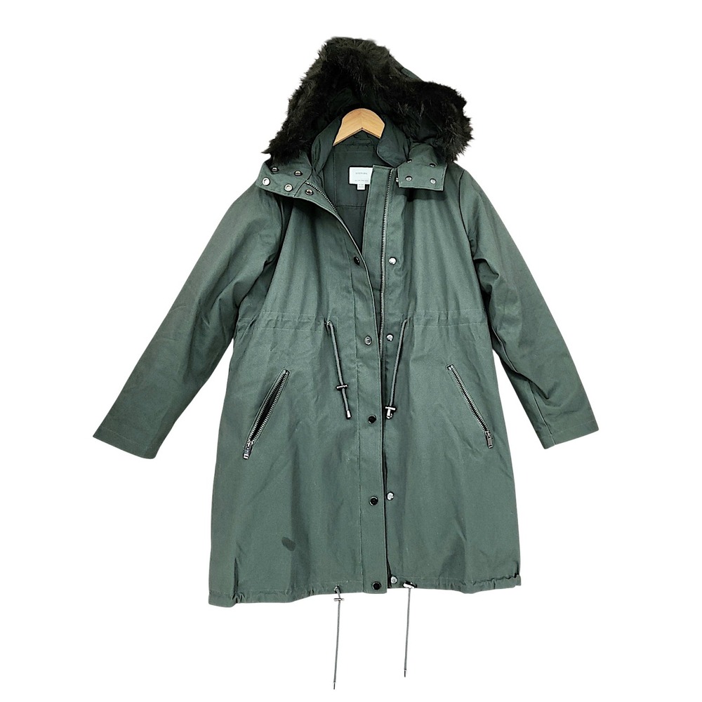 Seraphine Parka 2 Canvas Green Faux Fur Hood Down Fill Maternity Utility Jacket